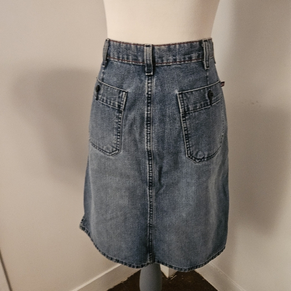 Polo Jeans Co~ Patch Pocket  Knee Skirt~ Vintage ~ Size 6~Red Stiching - Picture 10 of 15